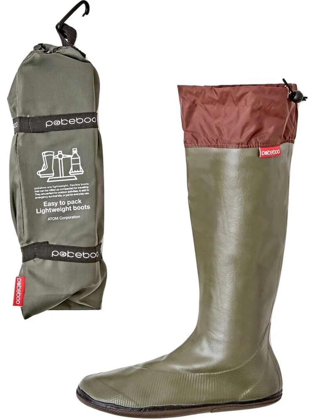 Pokeboo Lightweight Packable Khaki Green Waterproof Overboots size LL New